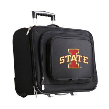 Denco Sports Luggage Rolling Overnighter With 14" Laptop Pocket, Iowa State Cyclones, 14"H x 17"W x 8 1/2"D, Black