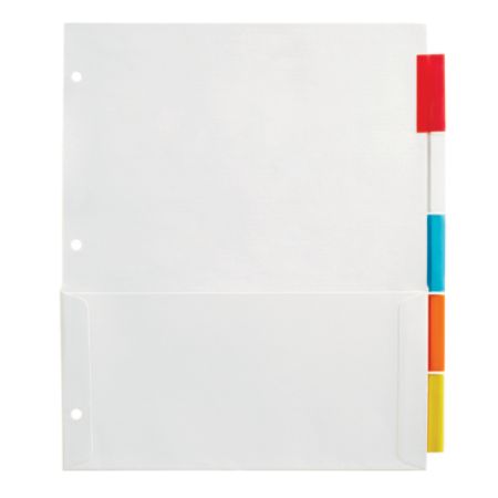 Office Depot&reg; Brand Insertable Pocket Dividers With Tabs, 9 1/8" x 11 1/4", Assorted Colors, 5-Tab