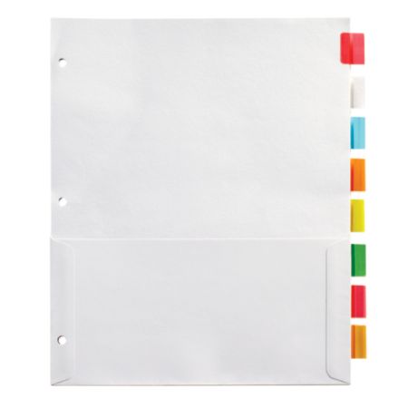 Office Depot&reg; Brand Insertable Pocket Dividers With Tabs, 9 1/8" x 11 1/4", Assorted Colors, 8-Tab