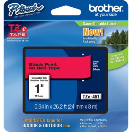 Brother&reg; TZE451 Label Tape, 15/16" x 26 3/16', Red