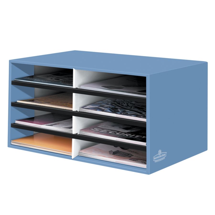 Bankers Box&reg; 60% Recycled Literature Sorter, 8 Compartments, Cornflower Blue