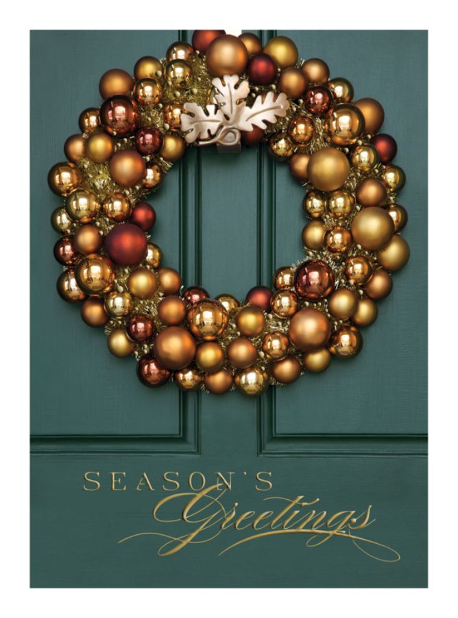 Taylor FSC Certified Personalized Holiday Cards, 7 7/8" x 5 5/8", 10% Recycled, Autumn Ornaments, Box Of 25