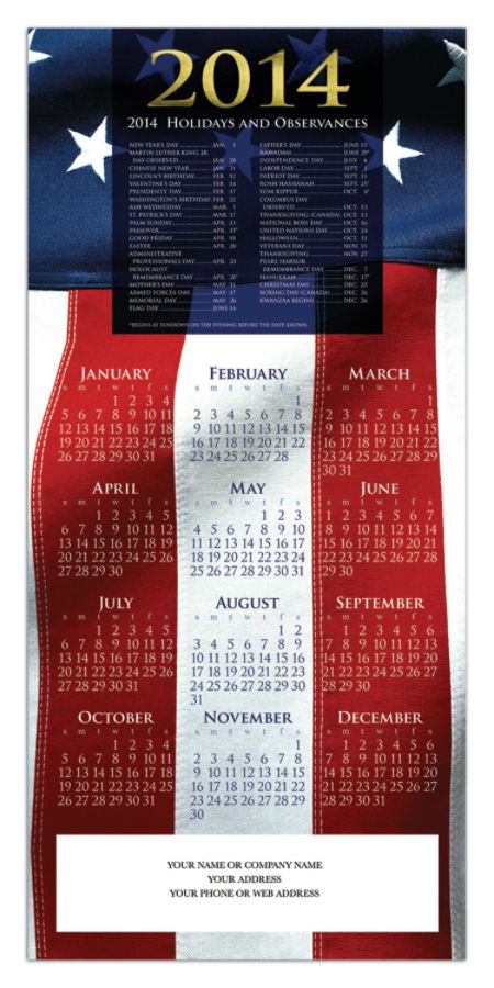 Personalized Calendar Cards, Patriot's Pride, 7 7/8" x 5 5/8", Box Of 25