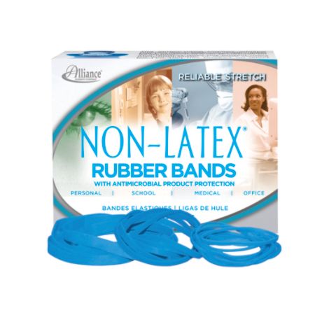 Alliance&reg; Rubber Latex-Free Antimicrobial Rubber Bands, Assorted Sizes, Cyan Blue