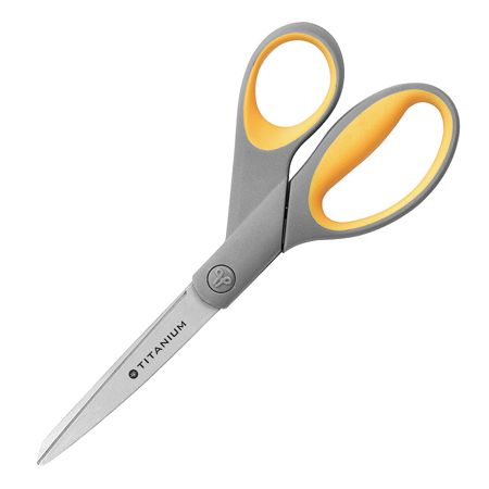 Westcott&reg; Titanium Bonded Scissors, 8", Pointed, Gray/Yellow