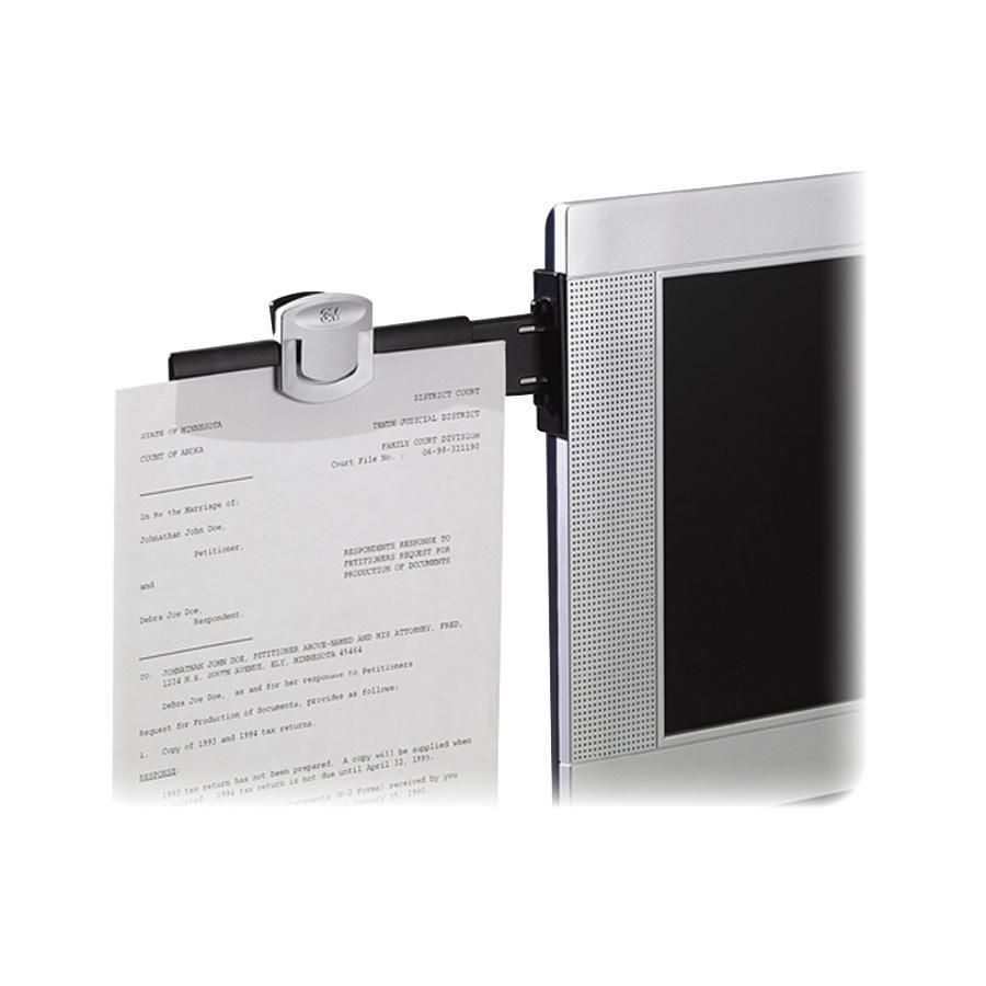 3M&trade; Monitor-Mount Dual Document Clip, Black