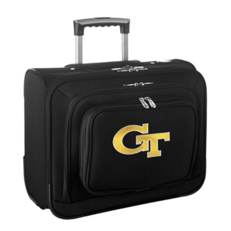 Denco Sports Luggage Rolling Overnighter With 14" Laptop Pocket, Georgia Tech Yellow Jackets, 14"H x 17"W x 8 1/2"D, Black
