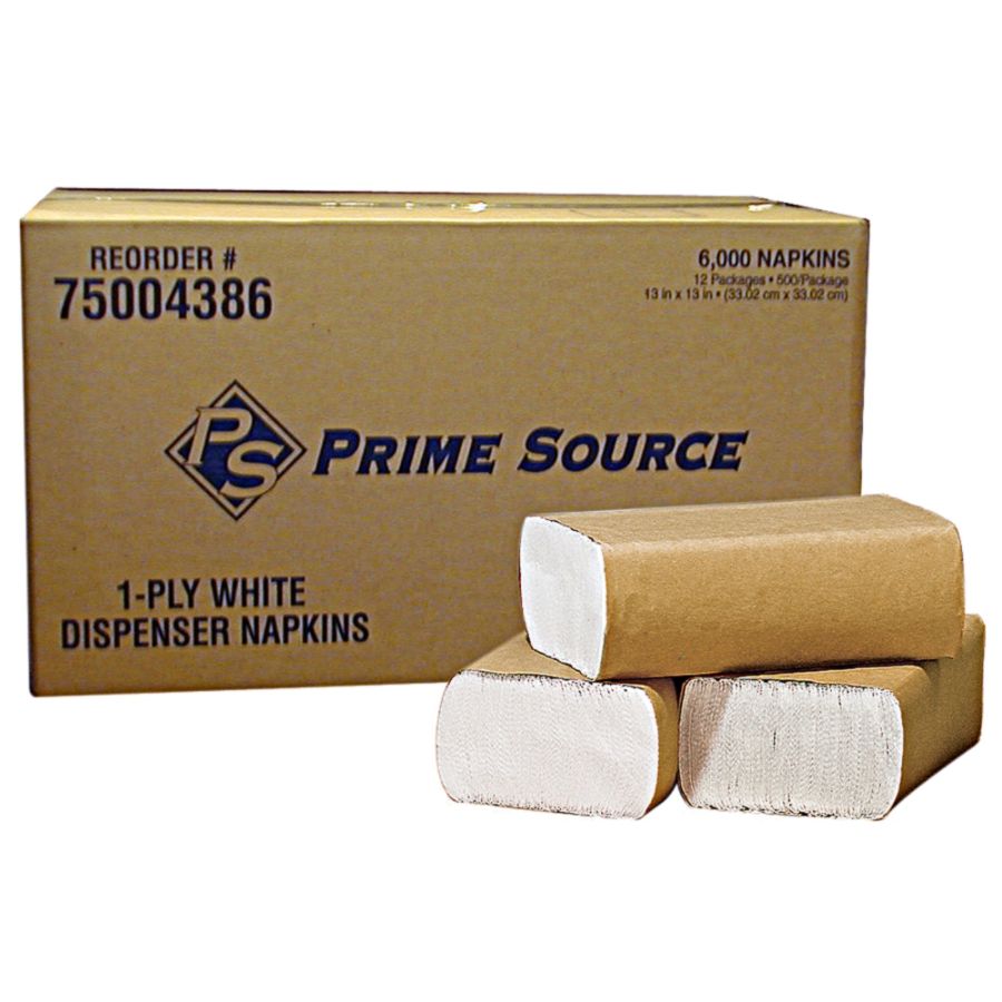Prime Source&reg; 100% Recycled Minifold Dispenser Napkins, 1-Ply, 500 Napkins/Sleeve, Case Of 12 Sleeves