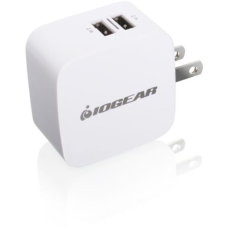 IOGear&reg; GearPower Dual USB Wall Charger, White, GPAW2U4