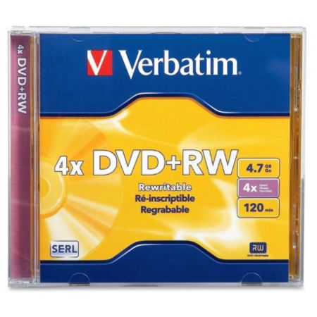 Verbatim DVD+RW 4.7GB 4X with Branded Surface - 1pk Jewel Case - TAA Compliant