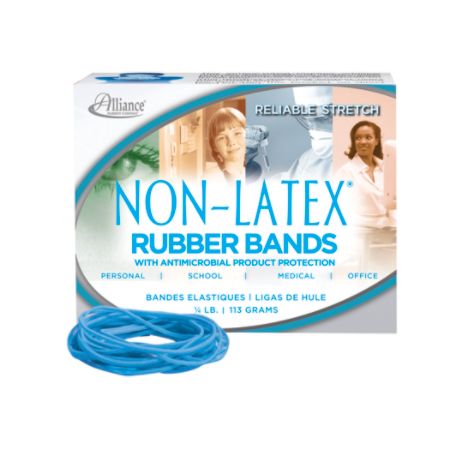 Alliance&reg; Rubber Latex-Free Antimicrobial Rubber Bands, #19, 3 1/2" x 1/16", Cyan Blue