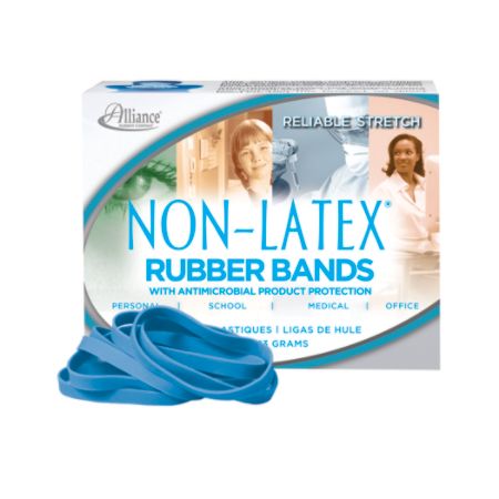 Alliance&reg; Rubber Latex-Free Antimicrobial Rubber Bands, #64, 3 1/2" x 1/4", Cyan Blue