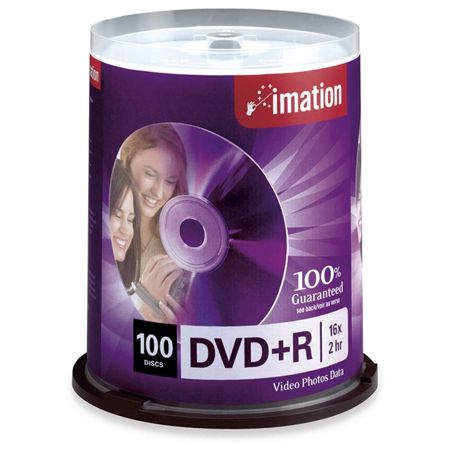 Imation&trade; DVD+R Recordable Media Spindle, 4.7GB, Pack Of 100