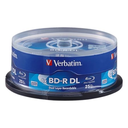 Verbatim BD-R DL 50GB 6X with Branded Surface - 25pk Spindle - TAA Compliant