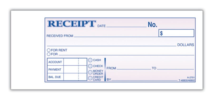 Adams&reg; Money/Rent Receipt Books, 7 3/16" x 2 3/4", 3-Part, Carbonless, 50 Set Book