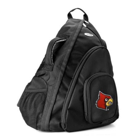 Denco Sports Luggage Travel Sling With 13.5" Laptop Pocket, Louisville Cardinals, 19"H x 12"W x 13"D, Black
