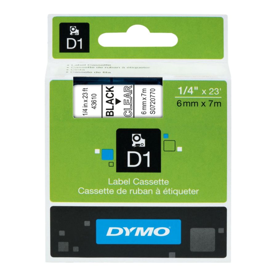 DYMO D1 43610 Black On Clear