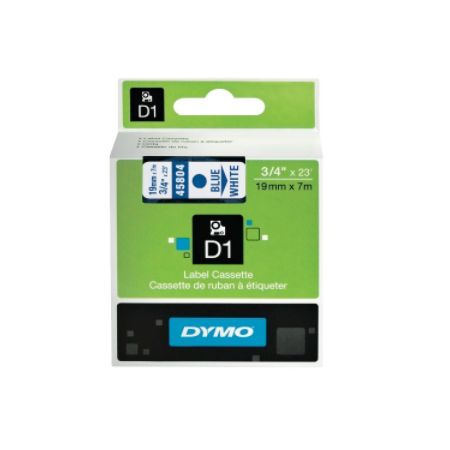 DYMO&reg; D1 Electronic Label Maker Tape, 0.75" x 23', Blue Print/White Label