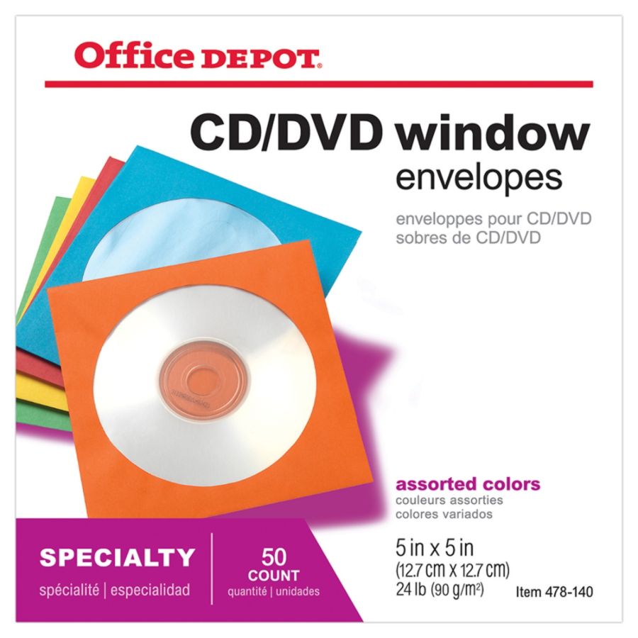 Office Depot Brand Color CDDVD Envelopes