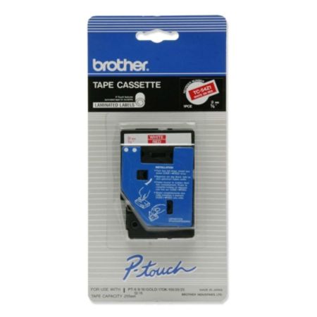 Brother&reg; TC-54Z1 White-On-Red Tape, 0.38" x 25'