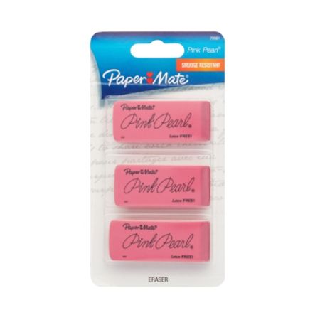 pink erasers pack pearl mate paper