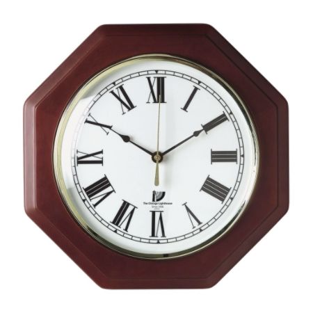 Chicago Lighthouse Octagon Wall Clock, 12"H x 12"W x 1 3/4"D, Mahogany