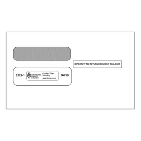ComplyRight Tax Envelopes, Double Window, For 1099 Tax Forms, 3 7/8" x 8 3/8", White, Pack Of 100