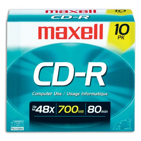 Maxell&reg; CD-R Media With Jewel Cases, 700MB/80 Minutes, Pack Of 10