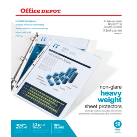 Office Depot&reg; Brand Top-Loading Sheet Protectors, Heavyweight, Non-Glare, Box Of 50