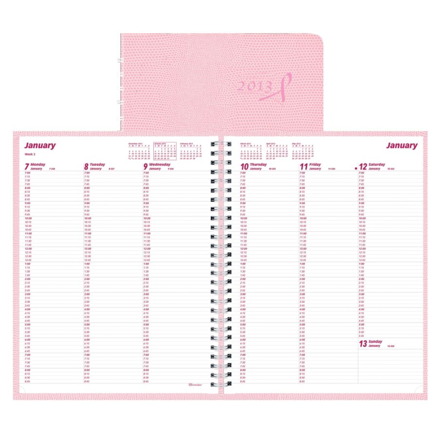 Brownline&reg; 50% Recycled Pink Ribbon Weekly Planner, 11" x 8 1/2", Pink, January-December 2013