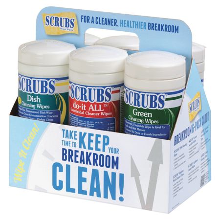 Scrubs Breakroom Cleaning Wipes, 25% Recycled, Pack Of 6