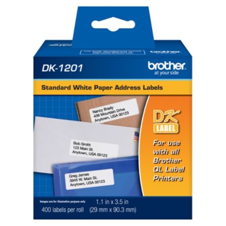 Brother&reg; DK-1201 Standard Address Labels, 1 1/8" x 3 1/2", White, Pack Of 400