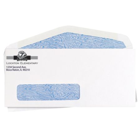 Window Security Business Envelopes, White, No. 10, Window Security Tint Business Envelope, White Wove 1-Color Imprint, Box of 500