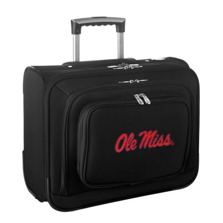 Denco Sports Luggage Rolling Overnighter With 14" Laptop Pocket, Ole Miss Rebels, 14"H x 17"W x 8 1/2"D, Black