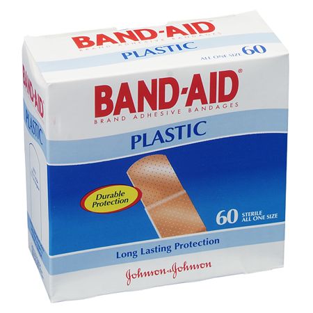Band-Aid&reg; Plastic Bandages, One Size, Box Of 60
