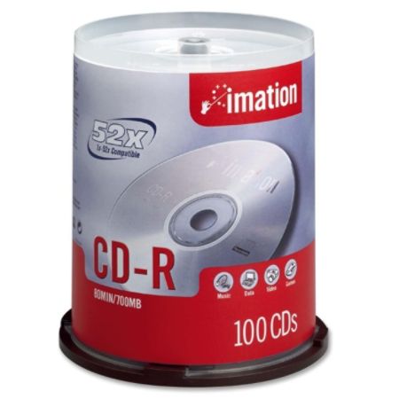 Imation&trade; Standard CD-R Media Spindle, 700MB/80 Minutes, Pack Of 100