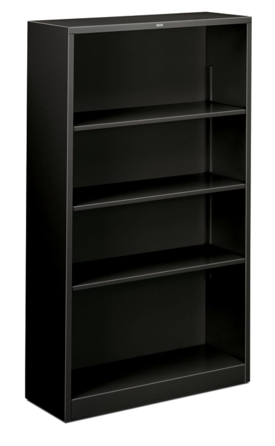 HON&reg; Brigade&reg; Steel Bookcase, 4 Shelves (3 Adjustable), 60"H x 34 1/2"W x 12 5/8"D, Black