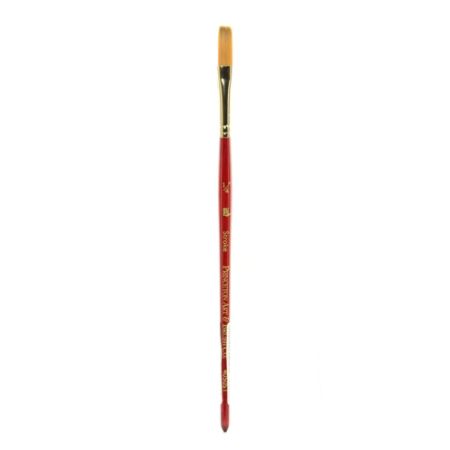 Princeton Series 4050 Synthetic Sable Watercolor Short-Handle Paint Brush, Size 1/4", Stroke Bristle, Sable Hair, Red