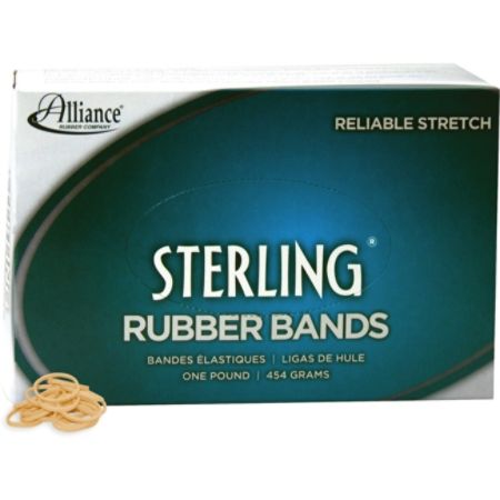 Alliance Sterling Rubber Bands, Size #8 - Size: #8 - 0.88" Length x .063" Width - 1 Lb. Box, Natural Crepe