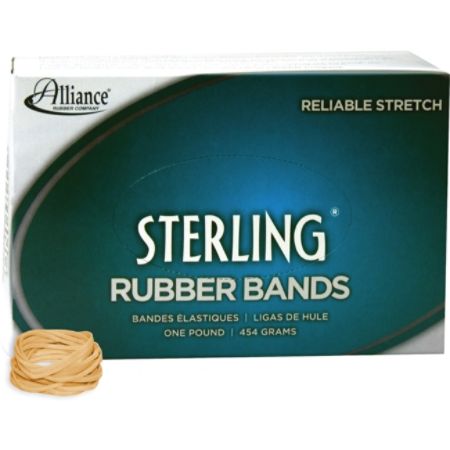 Alliance Sterling Rubber Bands, #12 - Size: #12 - 1.75" Length x 0.063" Width, - 1 lb. Box - Natural Crepe