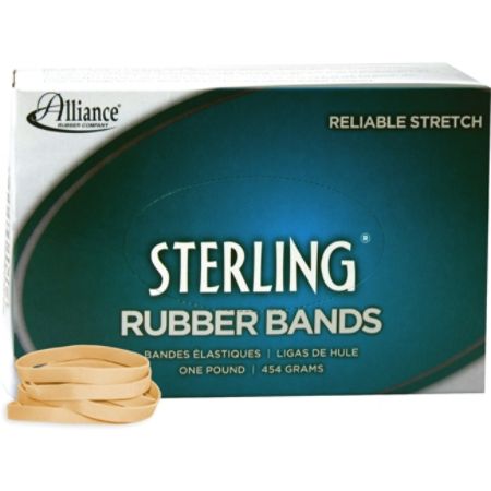 Alliance Sterling Rubber Bands, #62 - Size: #62 - 2.5" Length x 0.25" Widths - 1 lb Box - Natural Crepe