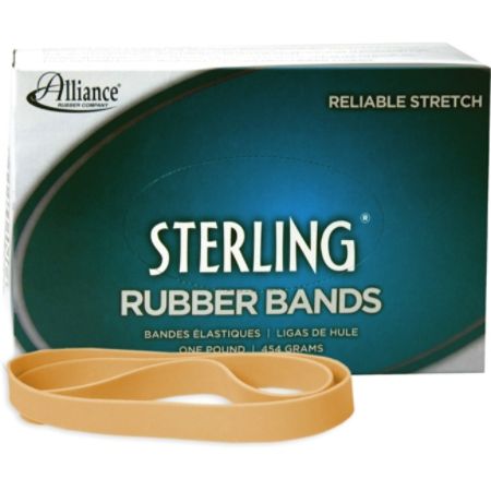 Alliance Sterling Rubber Bands, #105 - Size: #105 - 5" Length x 0.625" Widths - 1 lb Box - Natural Crepe