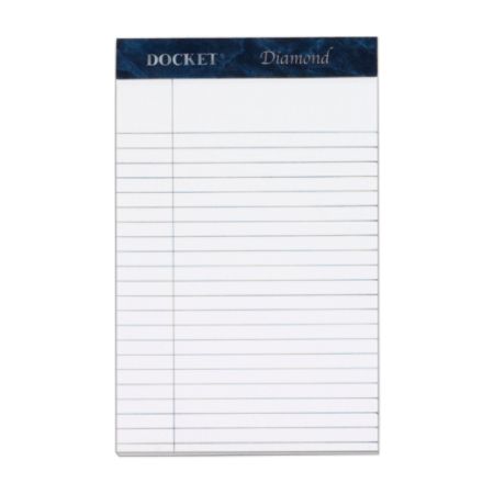 TOPS&reg; Docket&reg; Diamond Jr. 100% Recycled Writing Pads, 5" x 8", Legal Ruled, 50 Sheets, White, Pack Of 4 Pads