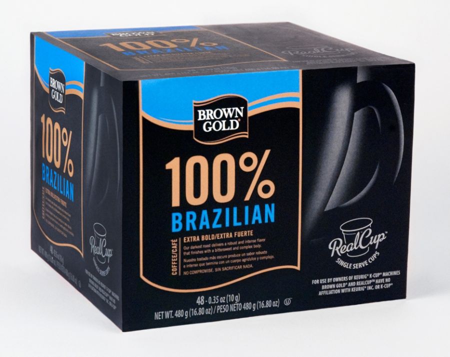 Brown Gold 100% Brazilian RealCup&trade; Coffee Capsules, 18.62 Oz., Box Of 48