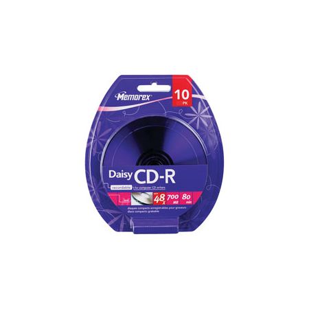 Memorex&reg; Cool Color Designer CD-R Recordable Media Spindle, Purple, 700MB/80 Minutes, Pack Of 10