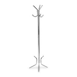 Lorell&reg; Free-Standing Three-Hook Coat Rack, 69"H x 17"W x 17"D, Chrome