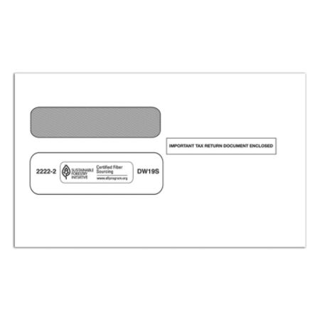 ComplyRight Tax Envelopes, Double Window, For 1099 Tax Forms, 3 7/8" x 8 3/8", White, Pack Of 200