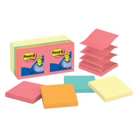 Post-it&reg; 3" x 3" Notes, Electric Glow Collection, 100 Sheets Per Pad, Pack Of 14 Pads