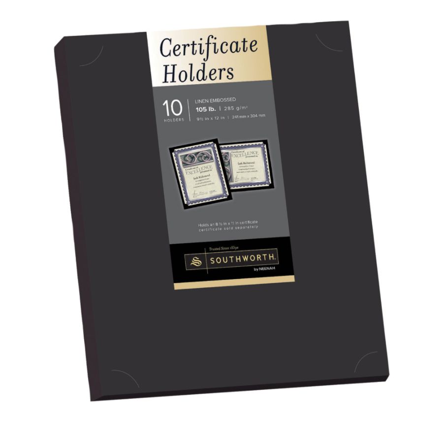 Southworth Certificate Holders 8 12 x 11 Black Pack Of 10 by Office