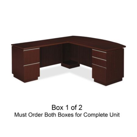 BBF Milano2 Left L-Desk, 30"H x 71 1/8"W x 29 5/8"D, Harvest Cherry, Standard Delivery Service, Box 1 Of 2
